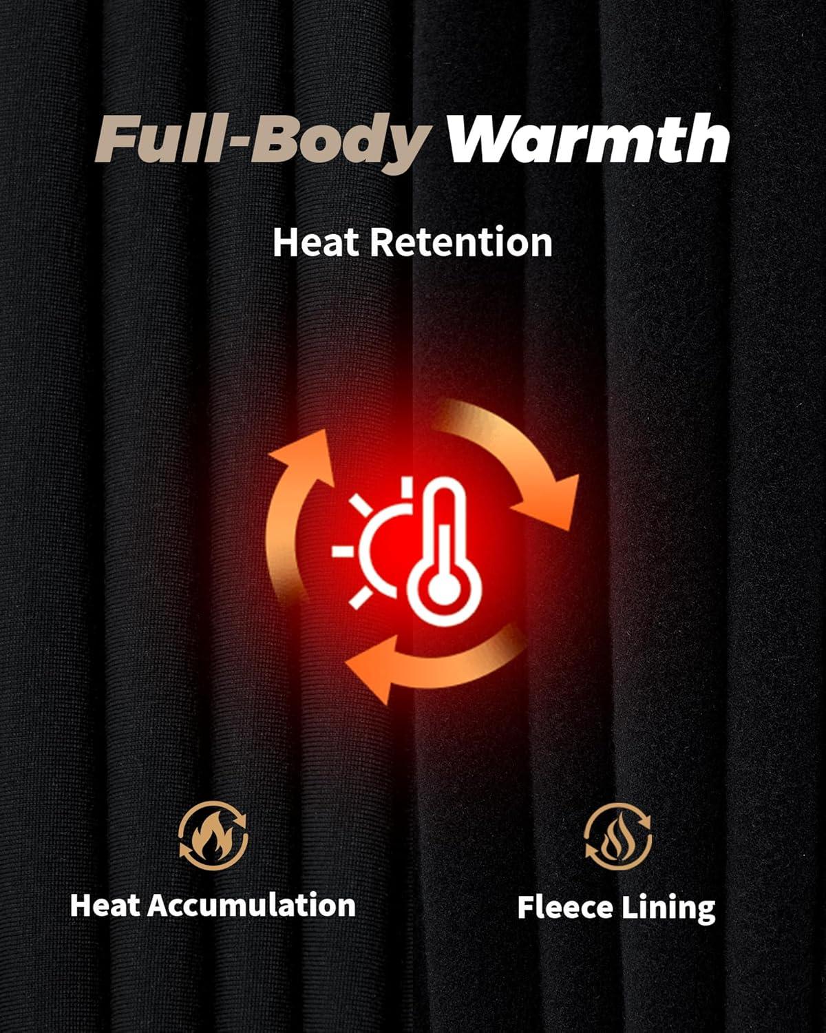 imageWEERTI Thermal Underwear for Men Long Johns with Fleece Lined Base Layer Men Cold Weather Top BottomBlack