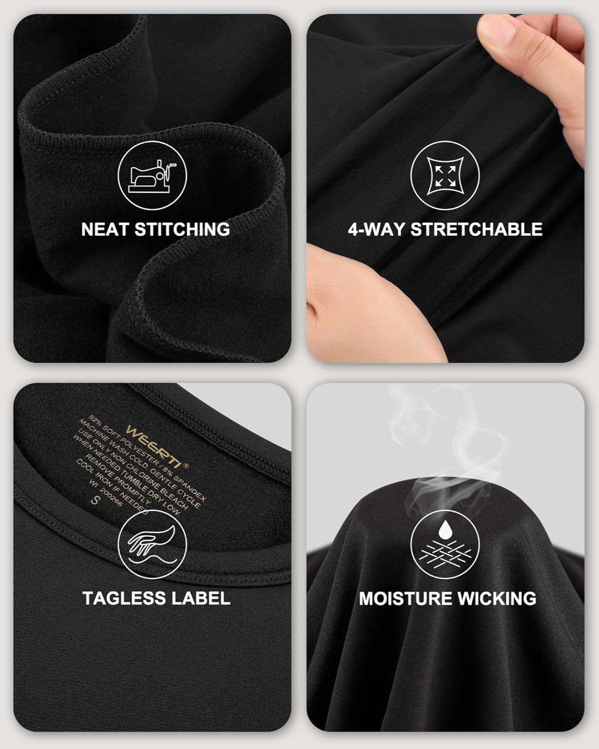 imageWEERTI Thermal Underwear for Women Long Johns with Fleece Lined Base Layer Women Cold Weather Top BottomBlack
