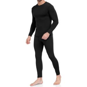 WEERTI Thermal Underwear for Men Long Johns with Fleece Lined Base Layer Men Cold Weather Top Bottom(Black)