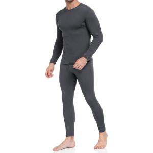 WEERTI Thermal Underwear for Men Long Johns with Fleece Lined Base Layer Men Cold Weather Top Bottom(Charcoal)