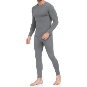WEERTI Thermal Underwear for Men Long Johns with Fleece Lined Base Layer Men Cold Weather Top Bottom(Grey)