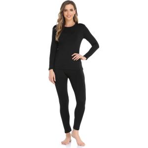 WEERTI Thermal Underwear for Women Long Johns with Fleece Lined Base Layer Women Cold Weather Top Bottom(Black)